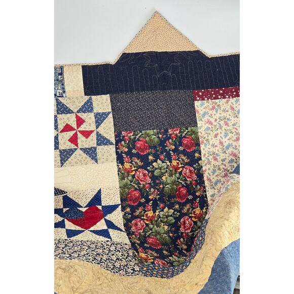 VINTAGE Y2K Patriotic Handmade Quilt Red White Blue Star Spangled Patchwork USA - Picture 3 of 6